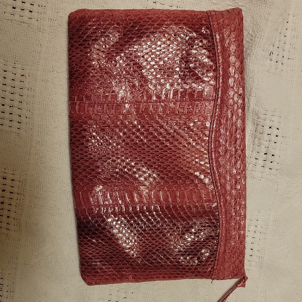 Vintage Clemente Pink Snakeskin Clutch Bag